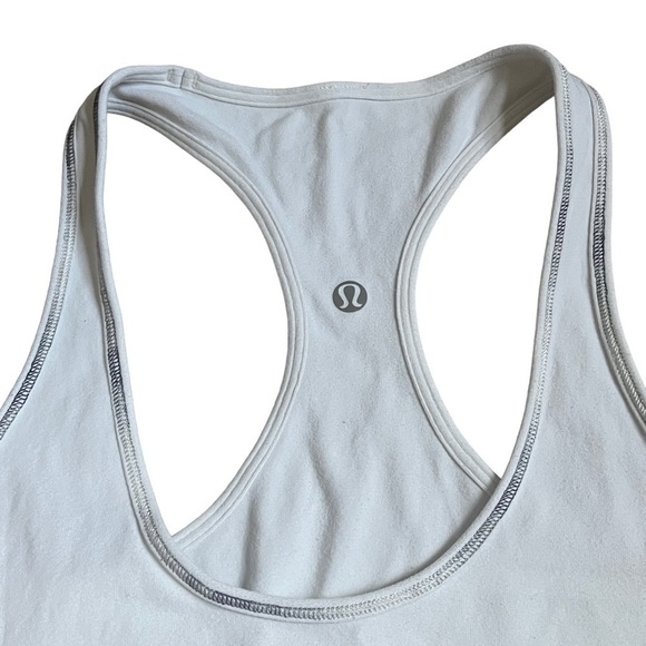 LULULEMON racerback white tank w black/white trim size 8 - Picture 2 of 7
